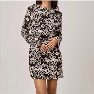 Floral Black and White Dress